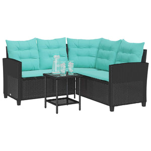 Gartensofa mit Kissen, Schwarz/Türkis