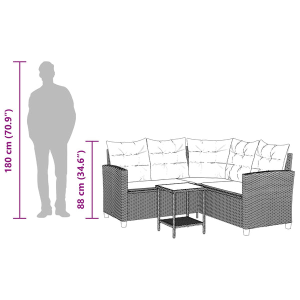 Gartensofa mit Kissen, Schwarz/Türkis