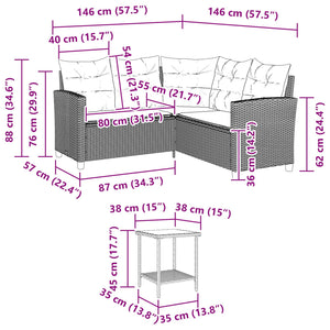 Gartensofa mit Kissen, Schwarz/Türkis