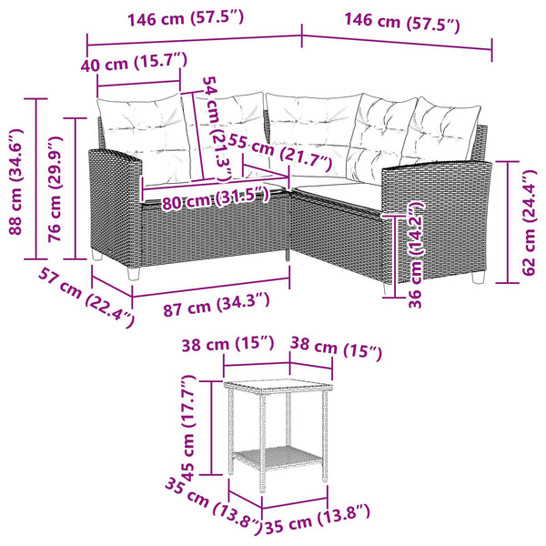 Gartensofa mit Kissen, Schwarz/Türkis