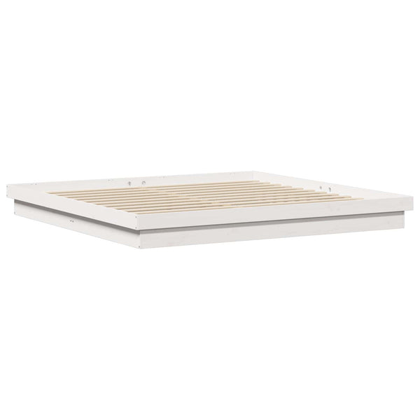 Bettrahmen Weiß 200x200 cm Kiefer Massivholz