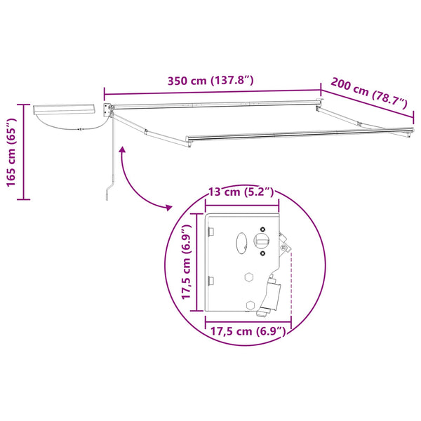 Elektrischer Markisenrahmen Anthrazit 3,5x2m