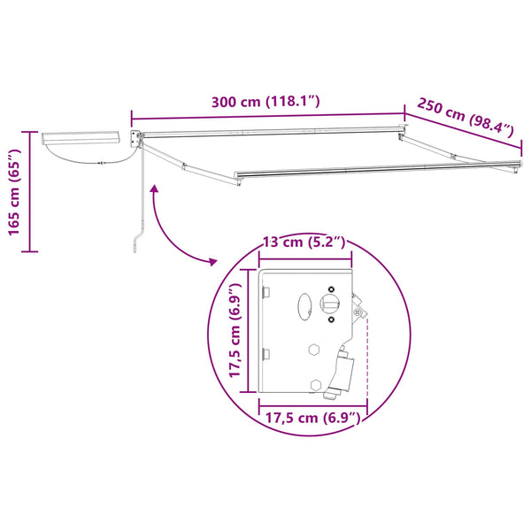 Elektrischer Markisenrahmen Anthrazit 3x2,5m