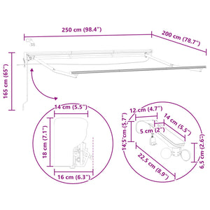 Elektrischer Markisenrahmen mit LED, 2,5x2m, Weiß