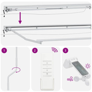 Elektrischer Markisenrahmen mit LED, 4,5x3,5 m, Weiß