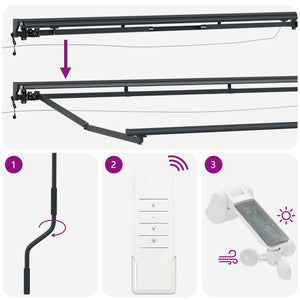 Elektrischer Markisenrahmen mit LED, 4x3m, Anthrazit