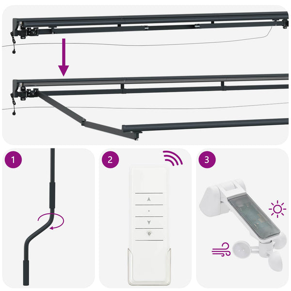 Elektrische Markise mit LED Anthrazit 4,5x3m