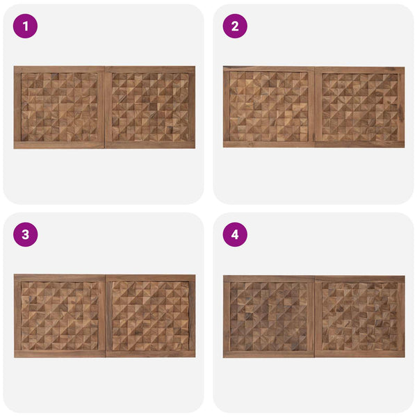 Wandmontiertes Kopfteil Natur 120cm Teakholz