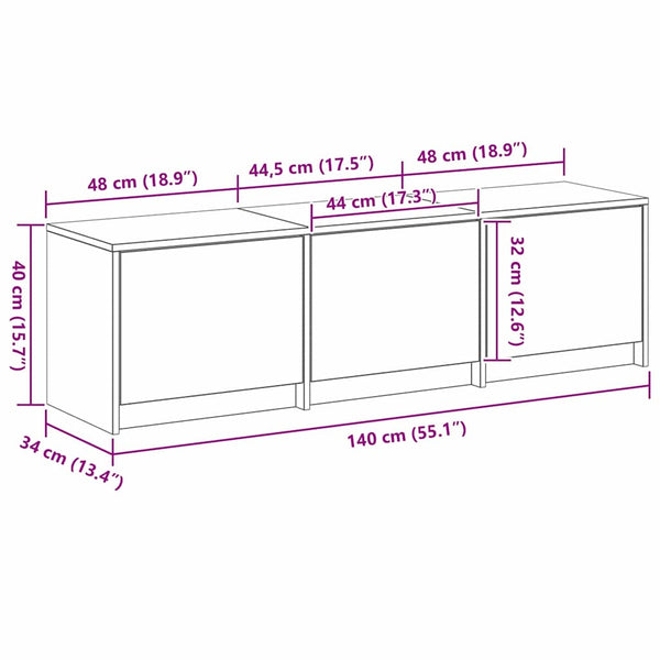 TV-Schrank mit LED Altholz 140 cm