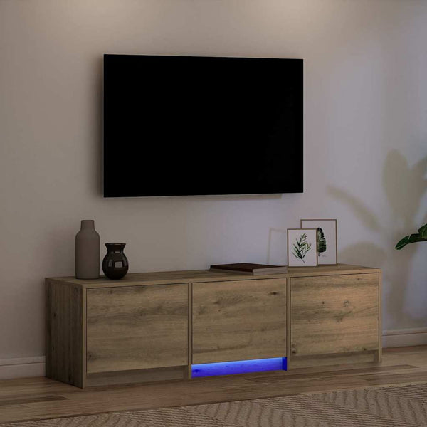 TV-Schrank Eiche mit LED 140 cm