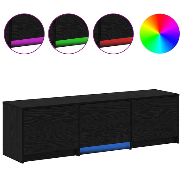 TV-Schrank mit LED Schwarze Eiche 140 cm