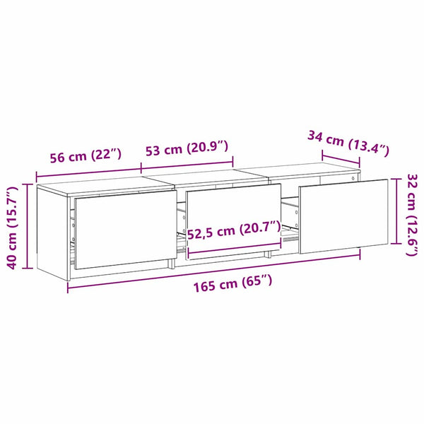 TV-Schrank mit LED Altholz 165 cm