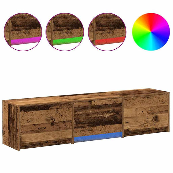 TV-Schrank mit LED Altholz 165 cm