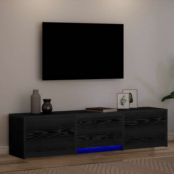 TV-Schrank mit LED Schwarze Eiche 165 cm