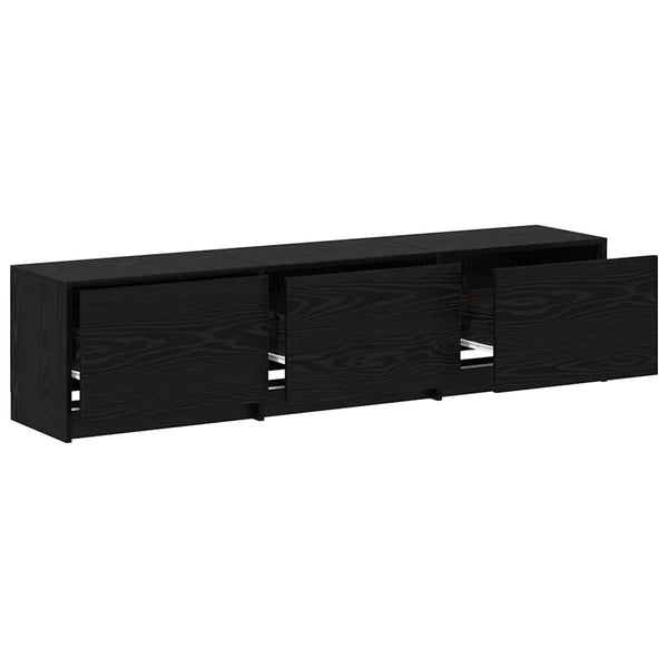 TV-Schrank mit LED Schwarze Eiche 165 cm