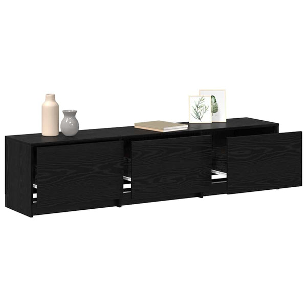 TV-Schrank mit LED Schwarze Eiche 165 cm