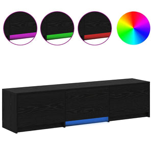TV-Schrank mit LED Schwarze Eiche 165 cm