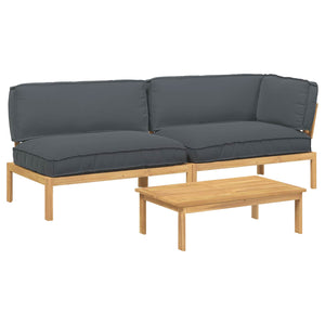 Akazienholz Sofa Set Anthrazit 3-teilig