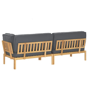 Akazienholz Sofa Set Anthrazit 3-teilig