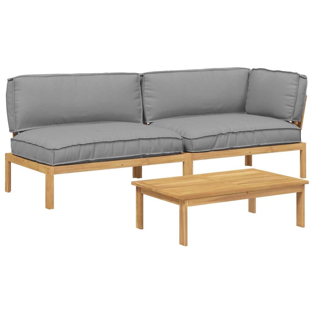 Graues 3-teiliges Sofa-Set mit Kissen