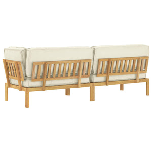 3-teiliges Sofa-Set mit Kissen, Creme Akazie
