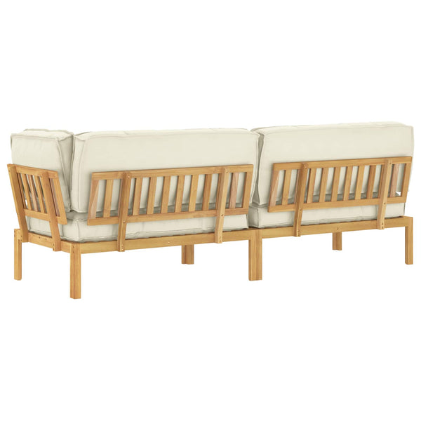 3-teiliges Sofa-Set mit Kissen, Creme Akazie