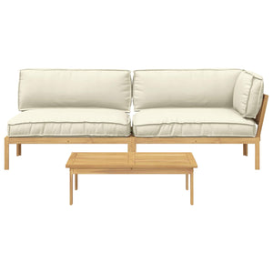 3-teiliges Sofa-Set mit Kissen, Creme Akazie