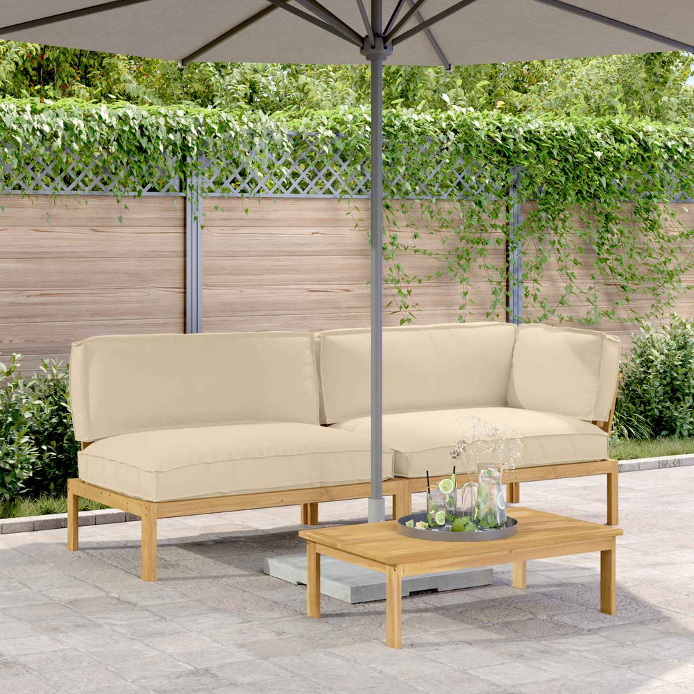 Sofa Set Beige 3-teilig Akazie Massivholz