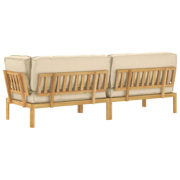 Sofa Set Beige 3-teilig Akazie Massivholz