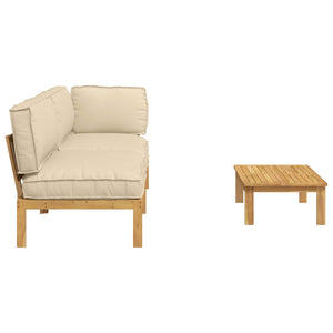 Sofa Set Beige 3-teilig Akazie Massivholz