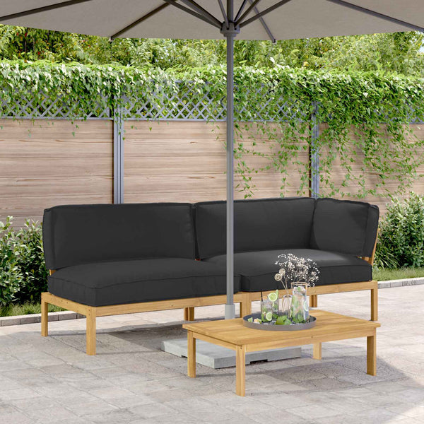 Schwarzes Akazienholz Sofa Set mit Kissen