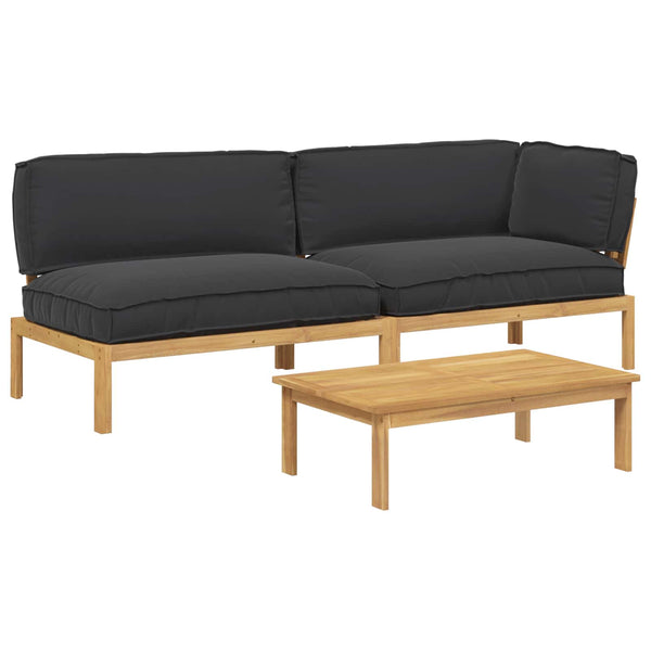 Schwarzes Akazienholz Sofa Set mit Kissen