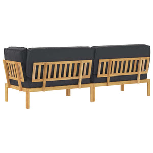 Schwarzes Akazienholz Sofa Set mit Kissen