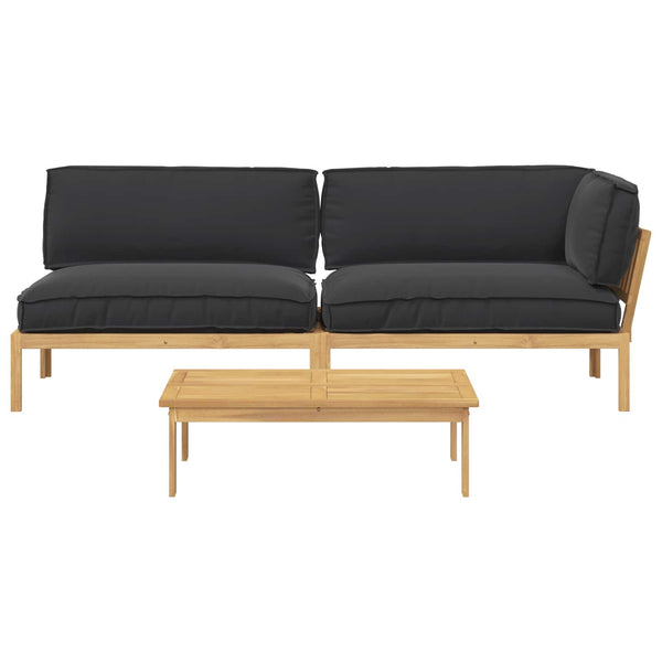 Schwarzes Akazienholz Sofa Set mit Kissen