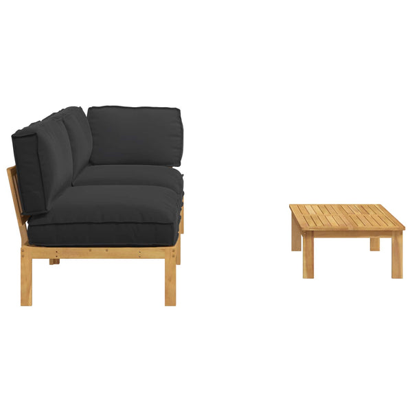 Schwarzes Akazienholz Sofa Set mit Kissen