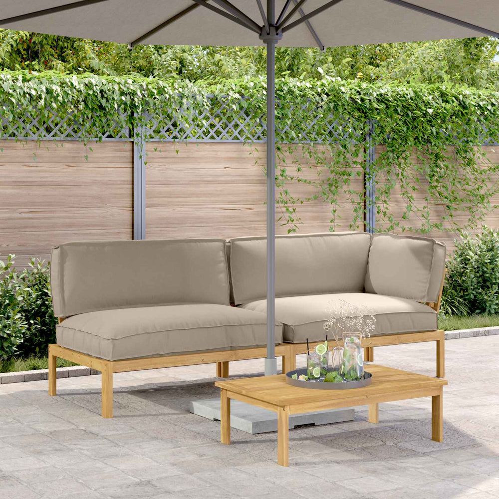 Sofa Set Taupe Akazie 3-teilig