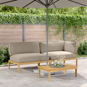 Sofa Set Taupe Akazie 3-teilig