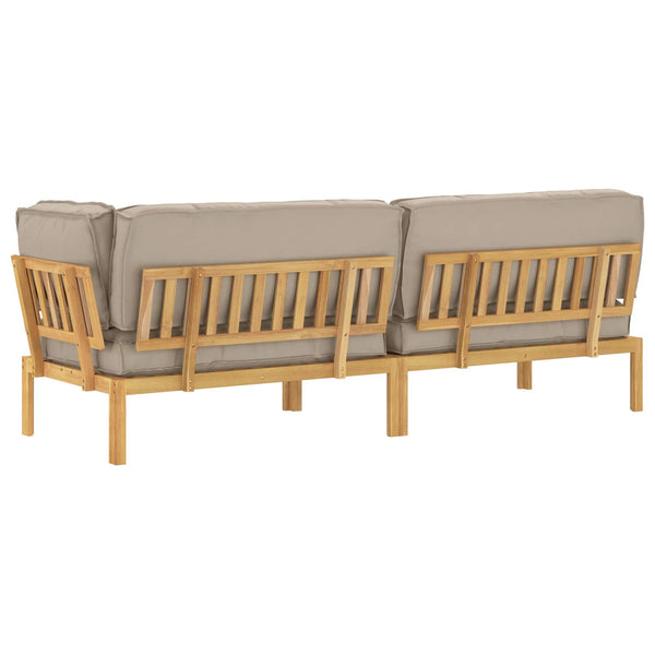 Sofa Set Taupe Akazie 3-teilig