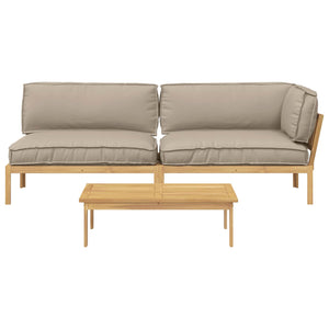 Sofa Set Taupe Akazie 3-teilig