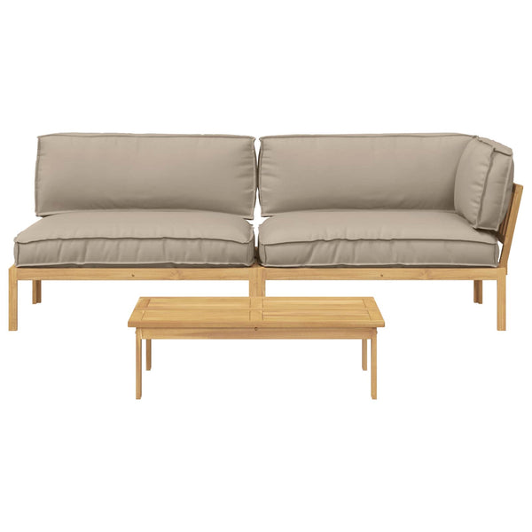 Sofa Set Taupe Akazie 3-teilig