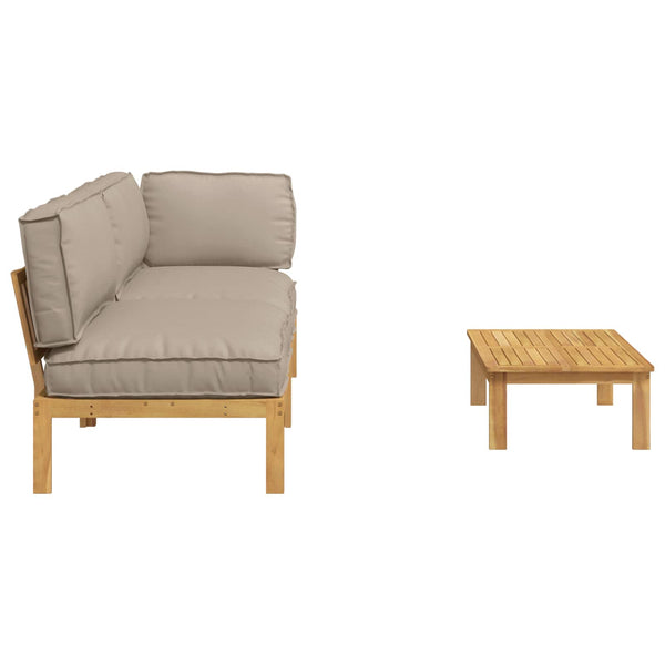 Sofa Set Taupe Akazie 3-teilig
