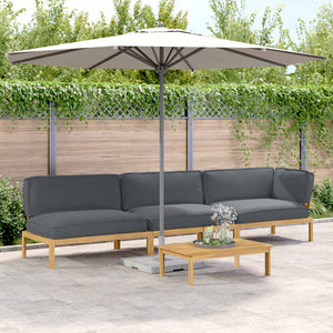 Akazie Sofa Set Anthrazit mit Kissen 4-teilig