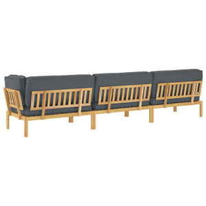 Akazie Sofa Set Anthrazit mit Kissen 4-teilig
