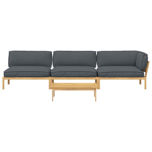 Akazie Sofa Set Anthrazit mit Kissen 4-teilig
