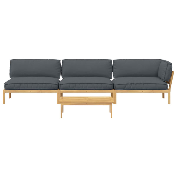 Akazie Sofa Set Anthrazit mit Kissen 4-teilig