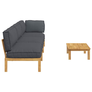 Akazie Sofa Set Anthrazit mit Kissen 4-teilig