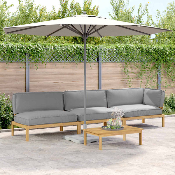 Graues 4-teiliges Akazienholz Sofa-Set mit Kissen