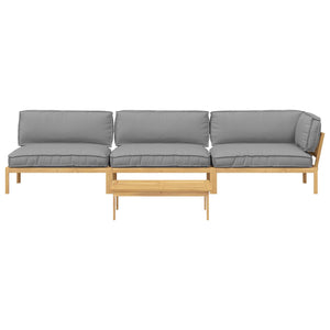 Graues 4-teiliges Akazienholz Sofa-Set mit Kissen
