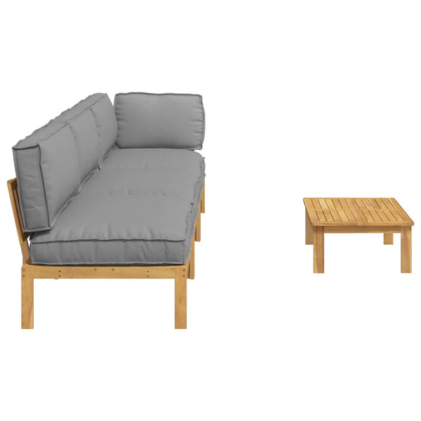 Graues 4-teiliges Akazienholz Sofa-Set mit Kissen