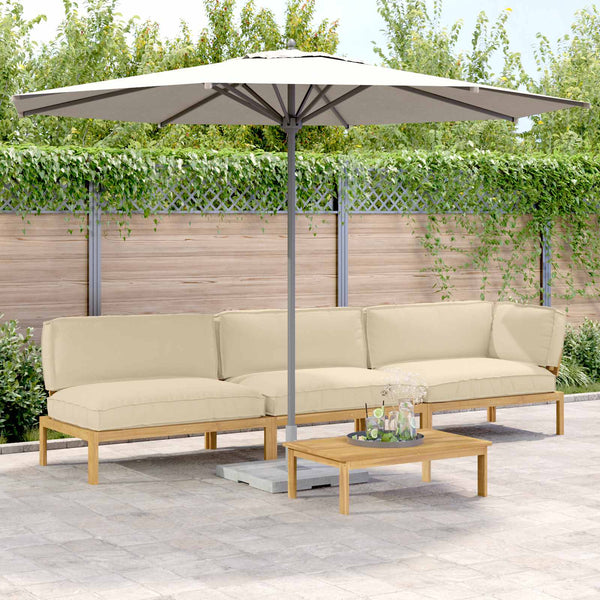 Sofa Set Beige Akazie 4-teilig